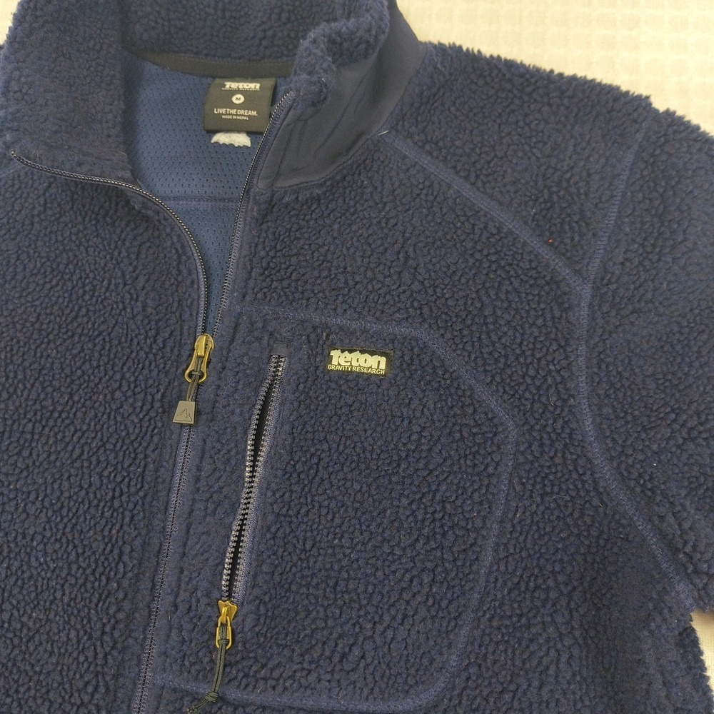 Teton Gravity Research Mens Navy Blue Sherpa Pile Full Zip Fleece Jacket Size M